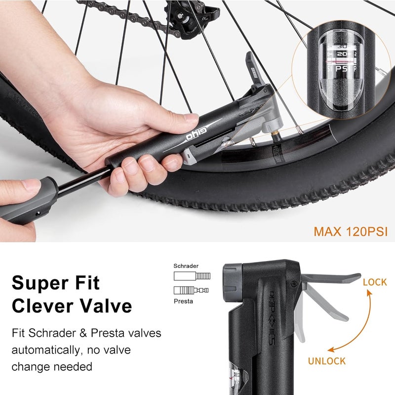 GEWAGE Bicycle Phone Mount Bag & Bicycle Tire Pump, Bike Multitool with Tyre Lever - Bike Tool Kits for Repair and Maintenance at Home or On The Road - Image 4